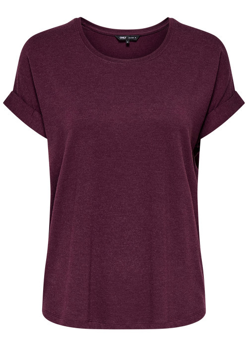T-shirt bordeaux uni avec une coupe droite et des manches courtes