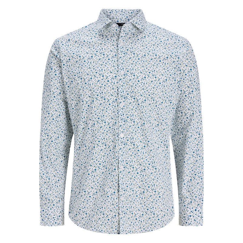 Premium - Chemise En Coton Blanche à Motifs Avec Une Coupe Slim Et Un Col à Revers - Blanc Premium - Chemise En Coton Blanche à Motifs Avec Une Coupe Slim Et Un Col à Revers - Blanc