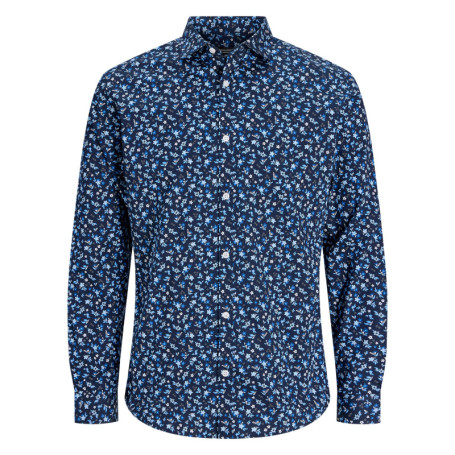 Chemise en coton marine floral avec une coupe...