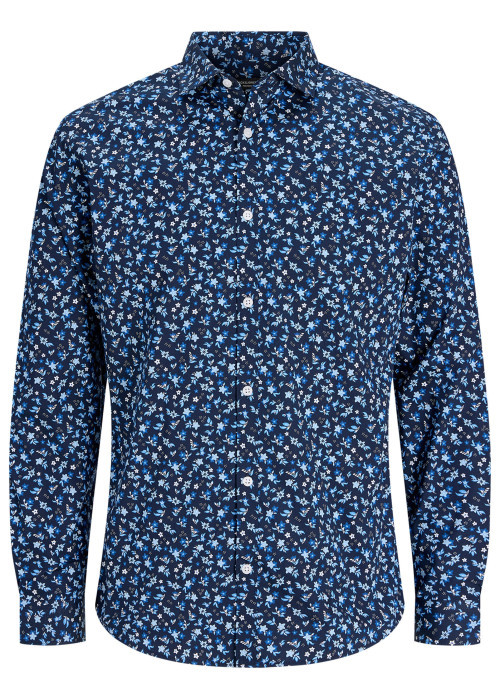 Chemise en coton marine floral avec une coupe...