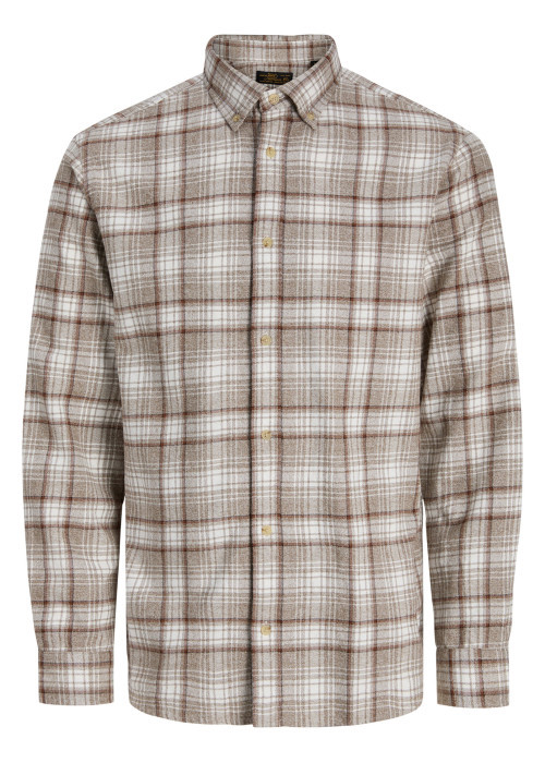 Chemise en coton beige unie avec une coupe...