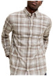 Thumbnail Chemise en coton beige unie avec une coupe droite et un col boutonné - Image 5