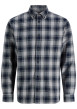 Thumbnail Chemise en coton marine unie avec une coupe droite et un col boutonné