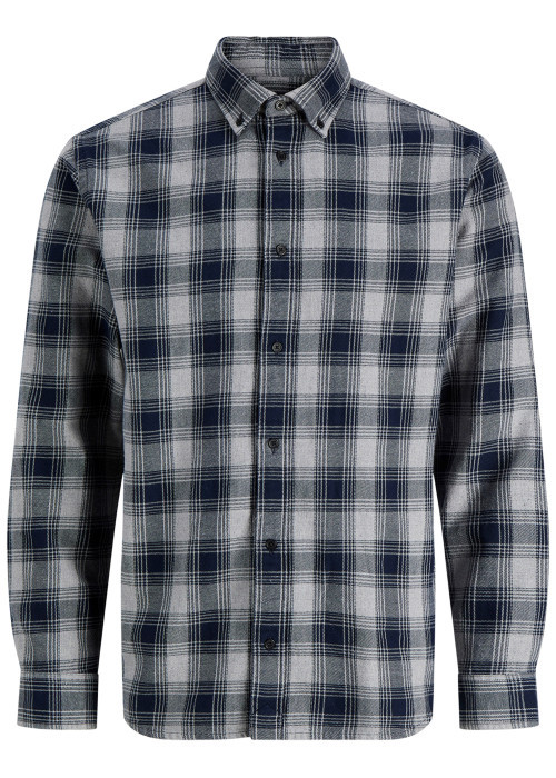 Chemise en coton marine unie avec une coupe...