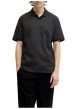 Thumbnail Polo en coton mélangé noir uni avec une coupe droite et un col boutonné - Image 3