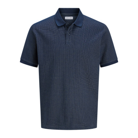 Polo en coton mélangé marine uni avec une coupe...