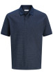 Thumbnail Polo en coton mélangé marine uni avec une coupe droite et un col boutonné
