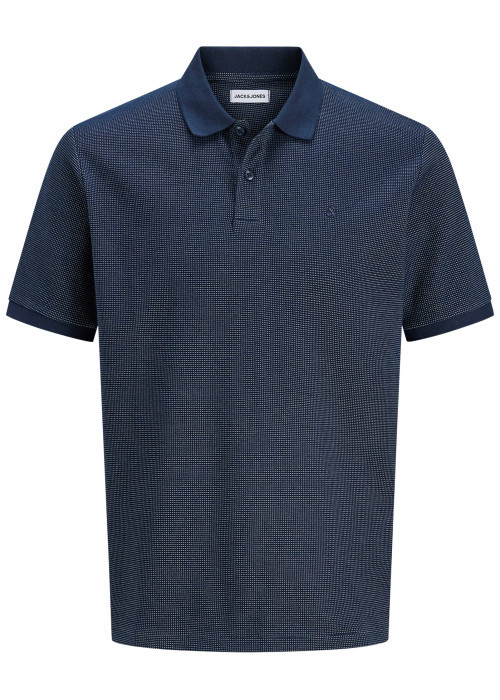 Polo en coton mélangé marine uni avec une coupe...