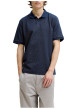 Thumbnail Polo en coton mélangé marine uni avec une coupe droite et un col boutonné - Image 3