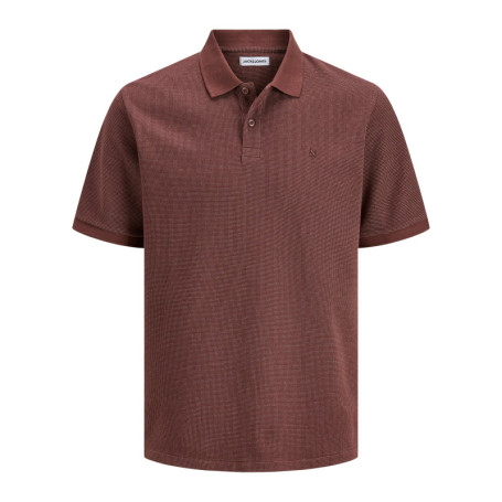 Polo en coton mélangé chocolat uni avec une...