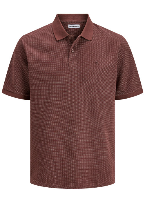 Polo en coton mélangé chocolat uni avec une coupe droite et un col boutonné