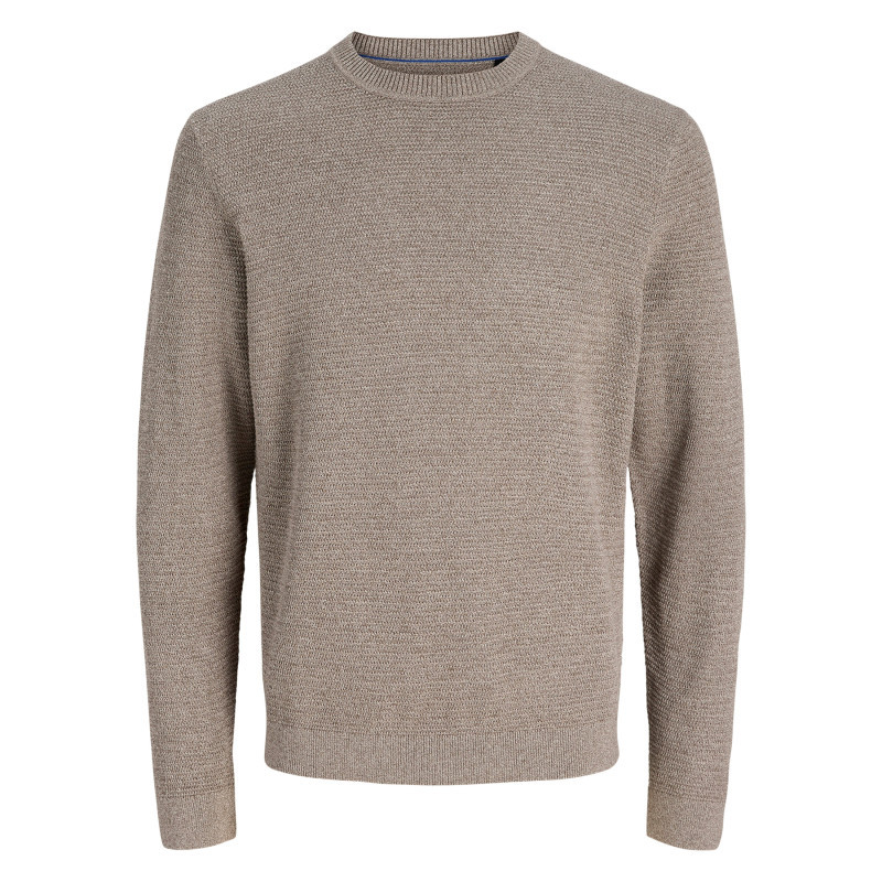 Premium - Pull En Coton Biologique Taupe Uni Avec Une Coupe Droite - Beige Premium - Pull En Coton Biologique Taupe Uni Avec Une Coupe Droite - Beige