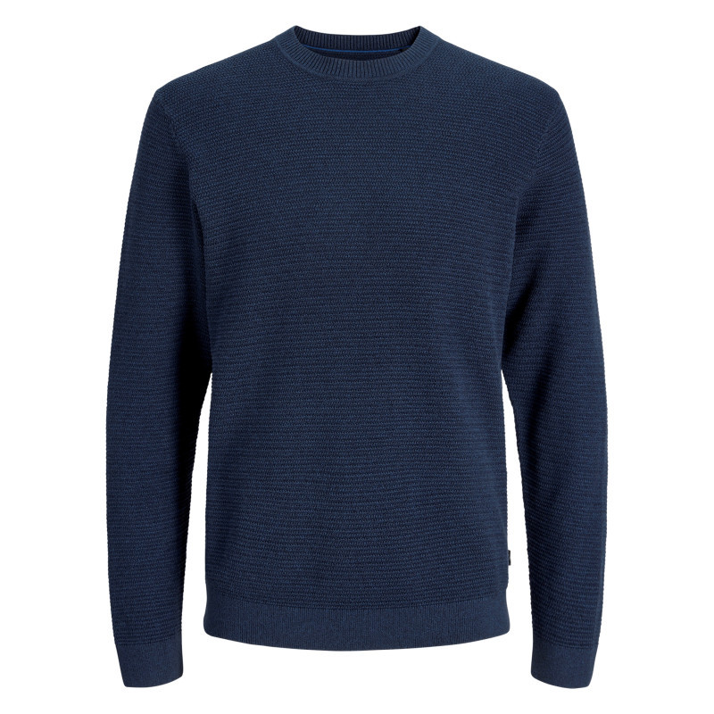 Premium - Pull En Coton Biologique Indigo Uni Avec Une Coupe Droite - Bleu Foncé Premium - Pull En Coton Biologique Indigo Uni Avec Une Coupe Droite - Bleu Foncé