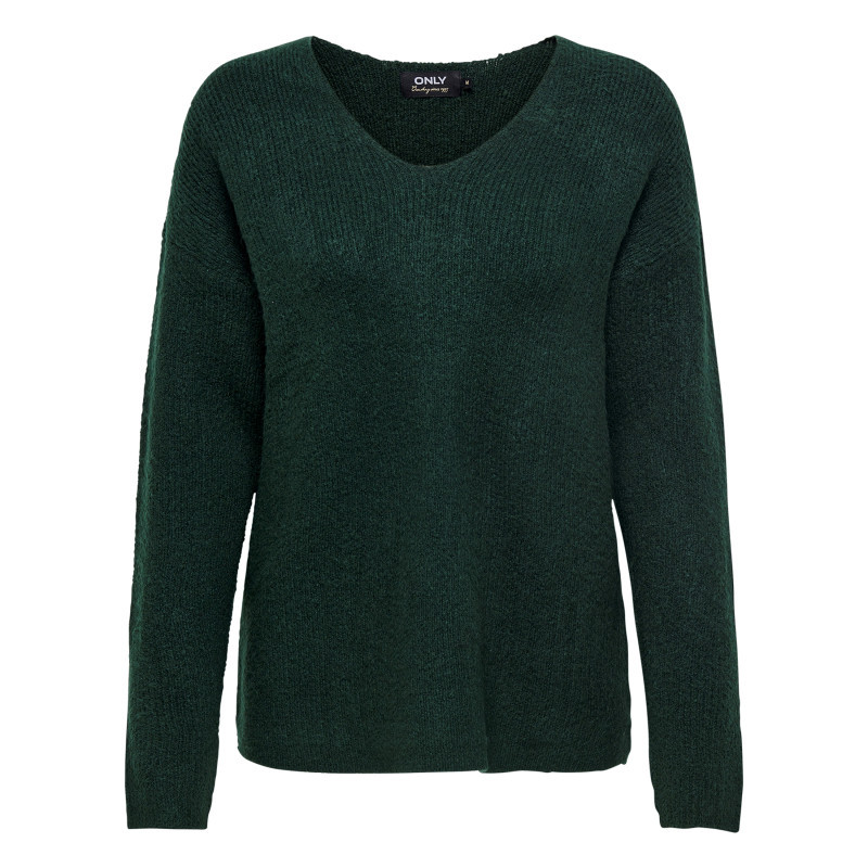 Only - Pull Sapin Uni En Maille Cotelé Sur Le Pourtour Et Des Manches Longues - Vert Only - Pull Sapin Uni En Maille Cotelé Sur Le Pourtour Et Des Manches Longues - Vert