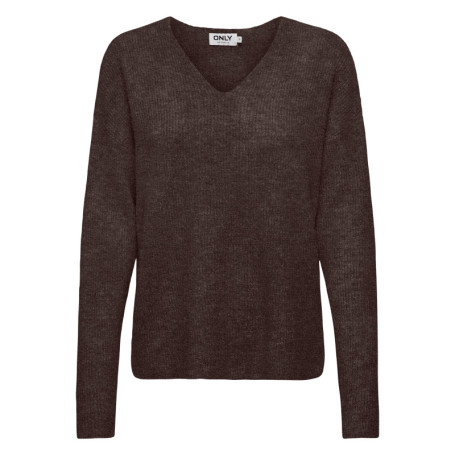 Pull marron uni avec une coupe droite et des...