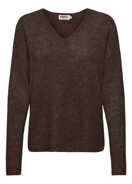 Pull marron uni avec une coupe droite et des...