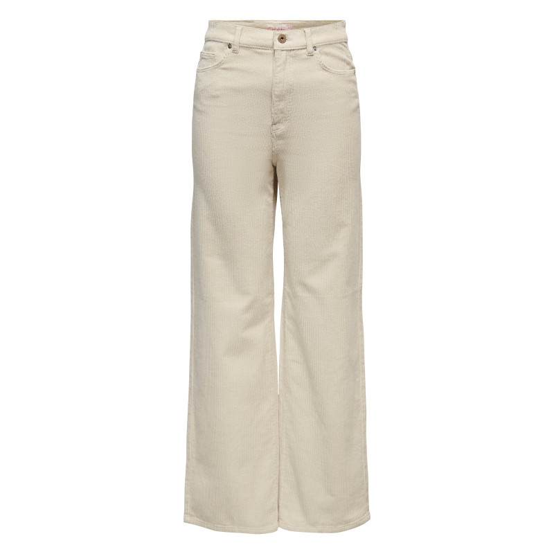 Only - Pantalon 5 Poches En Coton écru Uni Avec Une Coupe Bootcut Et Une Taille Haute - Beige