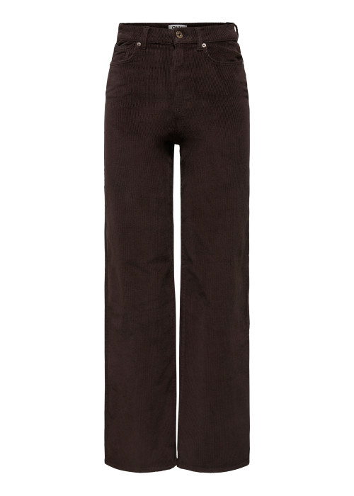 Pantalon 5 poches en coton marron uni avec une coupe bootcut