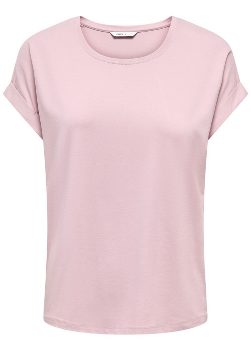 T-shirt rose uni avec une coupe droite et des manches courtes