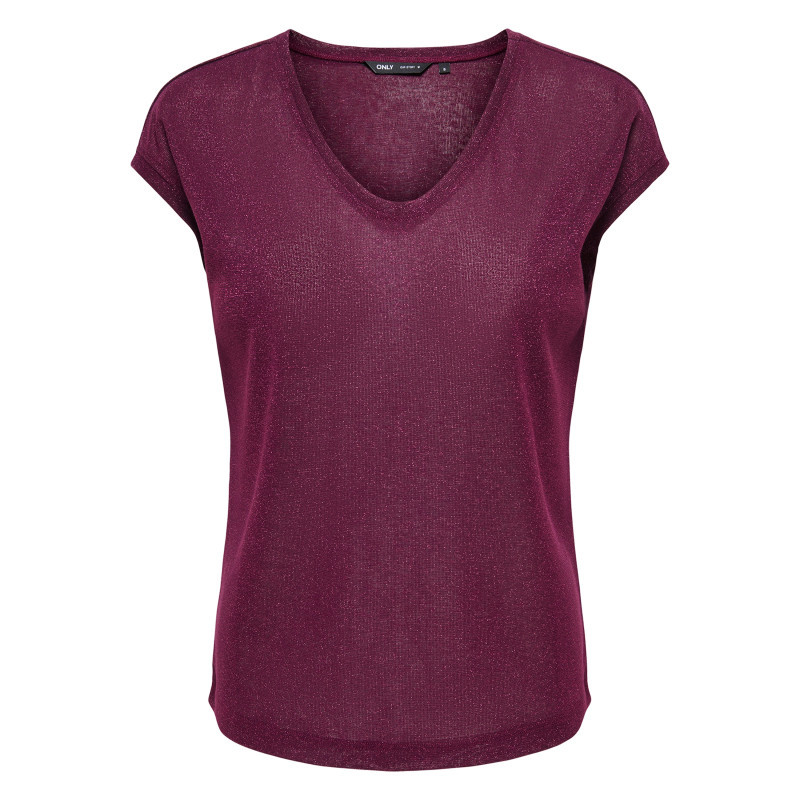 Only - T-shirt Bordeaux Uni Avec Une Coupe Droite Des Manches Courtes - Rouge Foncé
