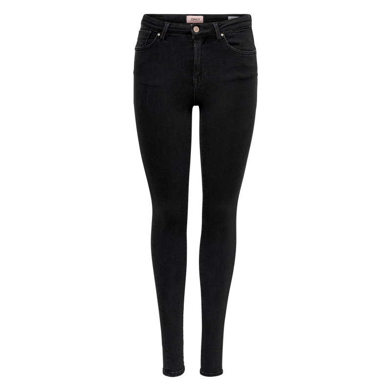 Only - Jean En Coton Noir Uni Avec Une Coupe Skinny Et Un Patch à La Ceinture - Noir Only - Jean En Coton Noir Uni Avec Une Coupe Skinny Et Un Patch à La Ceinture - Noir