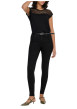 Thumbnail Jean en coton noir uni avec une coupe skinny et un patch à la ceinture - Image 3