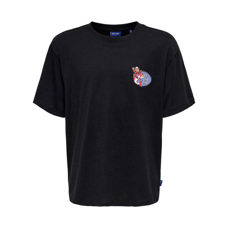 Only&sons - T-shirt En Coton Biologique Noir à Imprimé Avec Une Coupe Droite Et Un Col Rond - Noir Only&sons - T-shirt En Coton Biologique Noir à Imprimé Avec Une Coupe Droite Et Un Col Rond - Noir