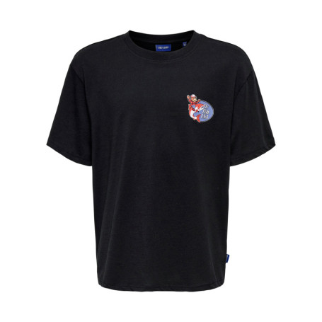 T-shirt en coton biologique noir à imprimé avec...
