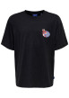 Thumbnail T-shirt en coton biologique noir à imprimé avec une coupe droite et un col rond