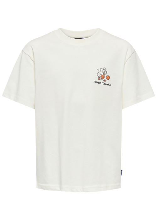 T-shirt en coton biologique blanc à imprimé...