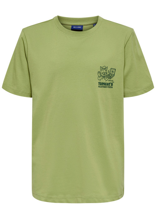 T-shirt en coton vert à imprimé avec une coupe...