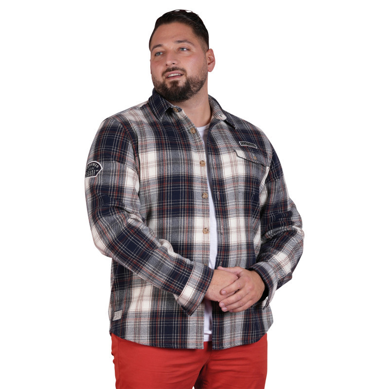 Ruckfield - Surchemise En Coton Marine à Carreaux Avec Une Coupe Droite Et Un Col à Revers - Bleu Foncé Ruckfield - Surchemise En Coton Marine à Carreaux Avec Une Coupe Droite Et Un Col à Revers - Bleu Foncé