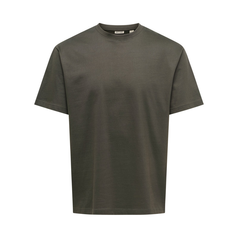 Only&sons - T-shirt Kaki Uni En Coton Biologique Avec Une Coupe Droite Et Un Col Rond - Vert