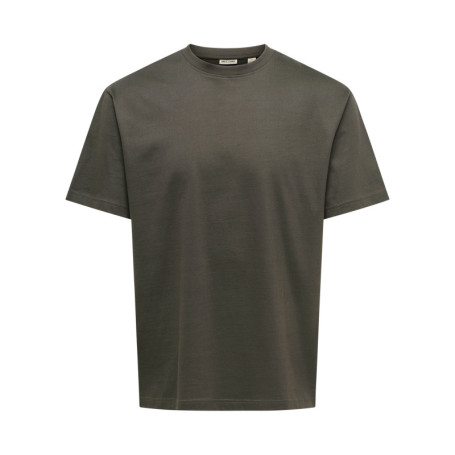 T-shirt kaki uni en coton biologique avec une...