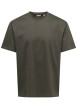 Thumbnail T-shirt kaki uni en coton biologique avec une coupe droite et un col rond