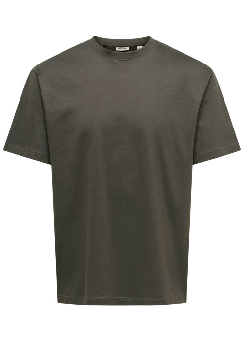 T-shirt kaki uni en coton biologique avec une...