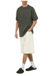 Thumbnail T-shirt kaki uni en coton biologique avec une coupe droite et un col rond - Image 3