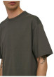 Thumbnail T-shirt kaki uni en coton biologique avec une coupe droite et un col rond - Image 6