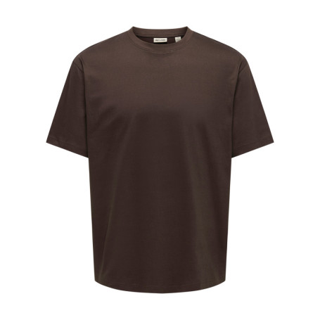 T-shirt en coton biologique marron uni avec une...