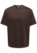 Thumbnail T-shirt en coton biologique marron uni avec une coupe droite et un col rond