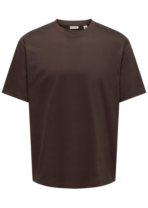 T-shirt en coton biologique marron uni avec une...