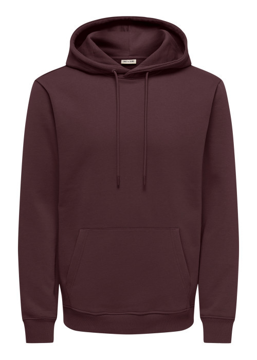 Sweat kaki uni en coton mélangé avec une coupe droite et une capuche
