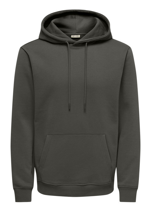 Sweat mauve uni en coton mélangé avec une coupe droite et une capuche
