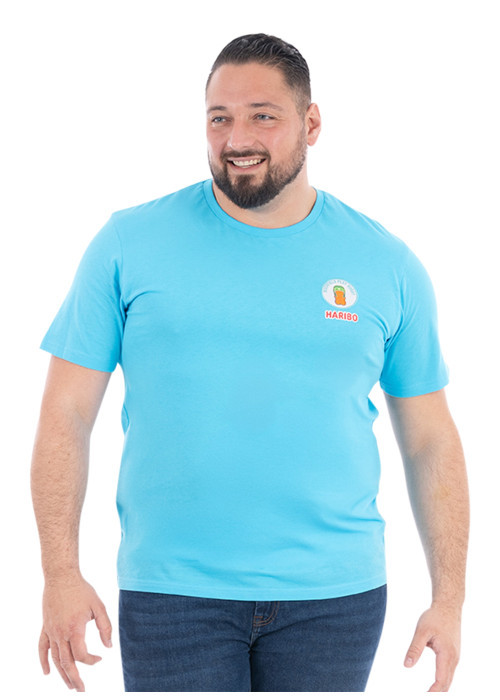 T-shirt en coton biologique ciel à imprimé avec une coupe droite et un col rond