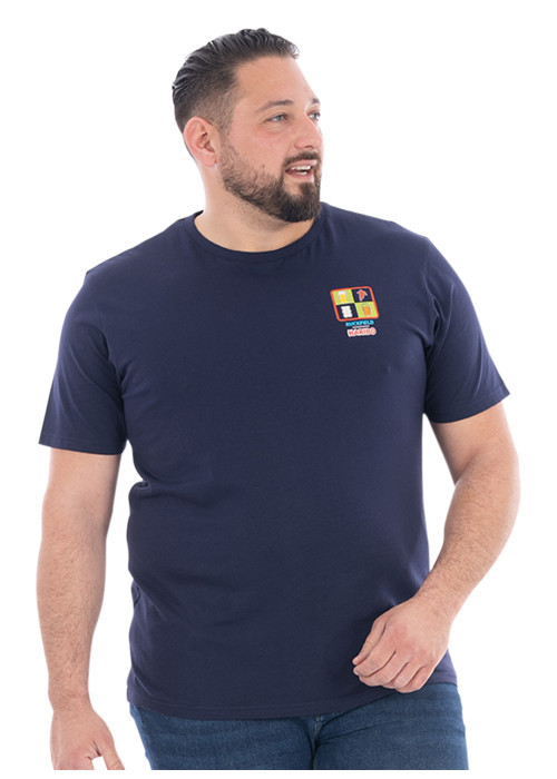 T-shirt en coton biologique marine à imprimé...