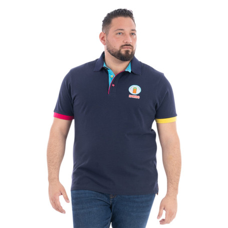 Polo en coton biologique marine à imprimé avec...