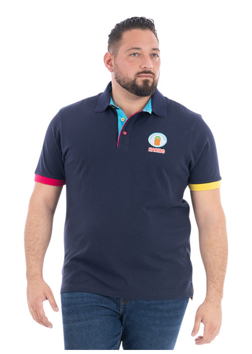 Polo en coton biologique marine à imprimé avec...