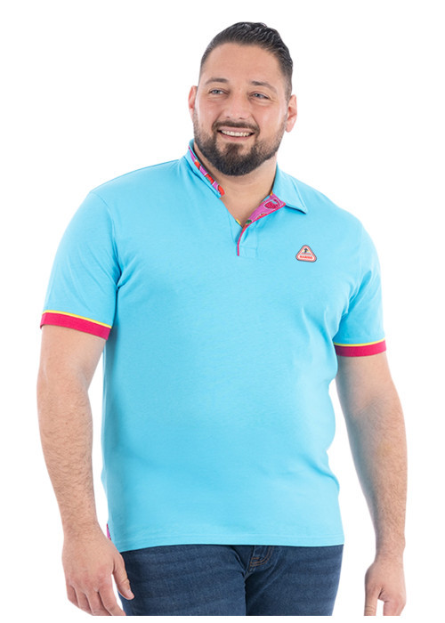 Polo en coton biologique ciel à imprimé avec...