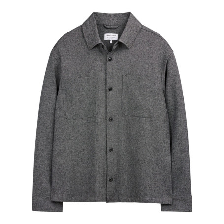 Chemise grise unie avec une coupe droite et un...