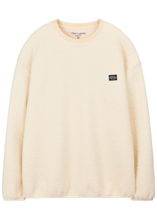 Sweat écru uni avec une coupe droite et des manches longues